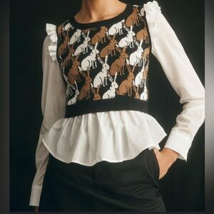 Maeve Anthropologie Twofer Built in Sweater Vest Top